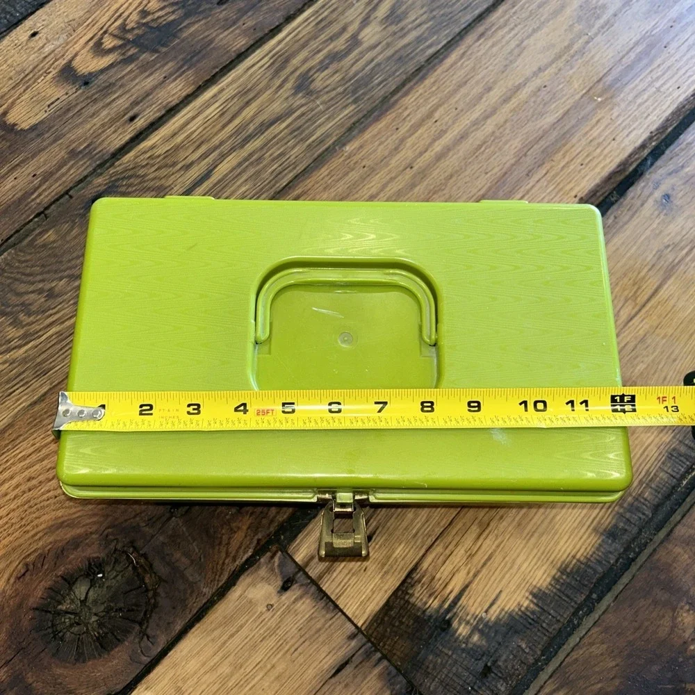 Vintage 70s Wilson Wil-hold Sewing Box Avocado Green W/ Button & Accessory Tray